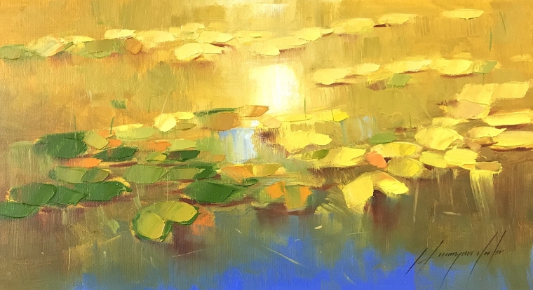 Waterlilies, Original oil Painting, Handmade artwork, One of a Kind       